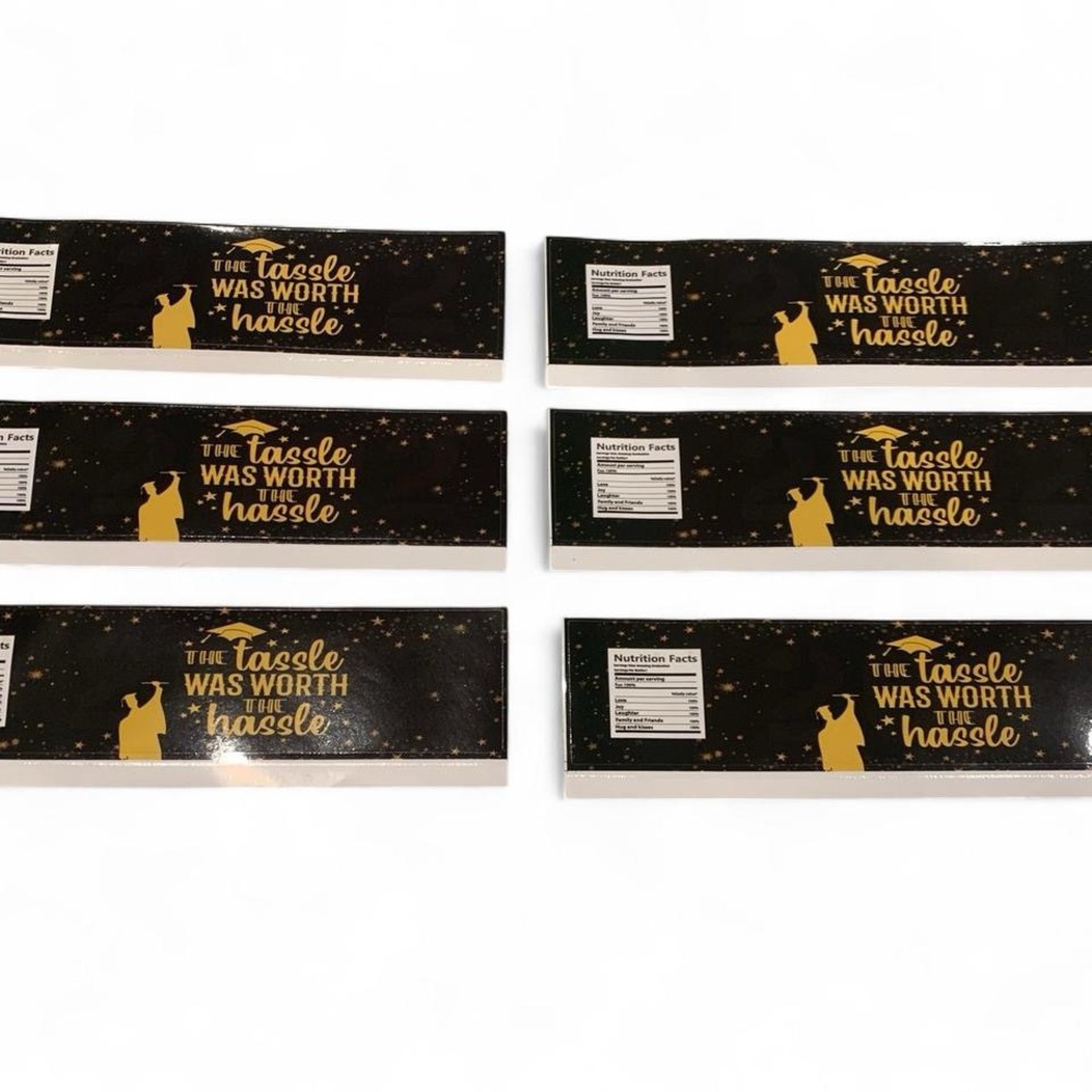 Graduation Party Water Bottle Sticker Wrappers - Black and Gold